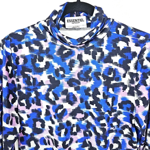 Essentiel Antwerp Leopard Print Turtleneck Top - Blue and Purple - Picture 5 of 5